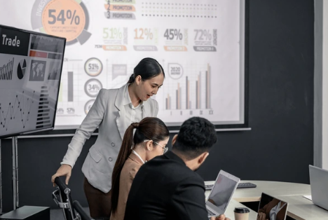 Business Owner Reviewing Analytics with Team