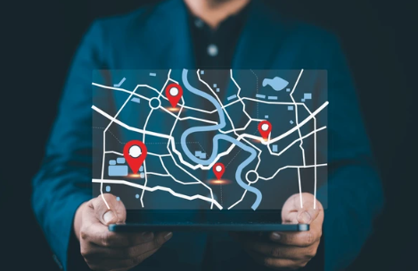 Boise city map with SEO keywords overlaid as location pins