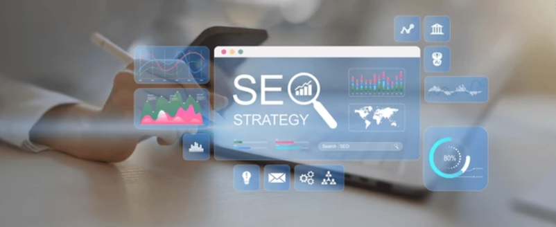 Person analyzing digital SEO strategy dashboard with charts, global data, and search metrics – representing a Boise modern SEO strategy.