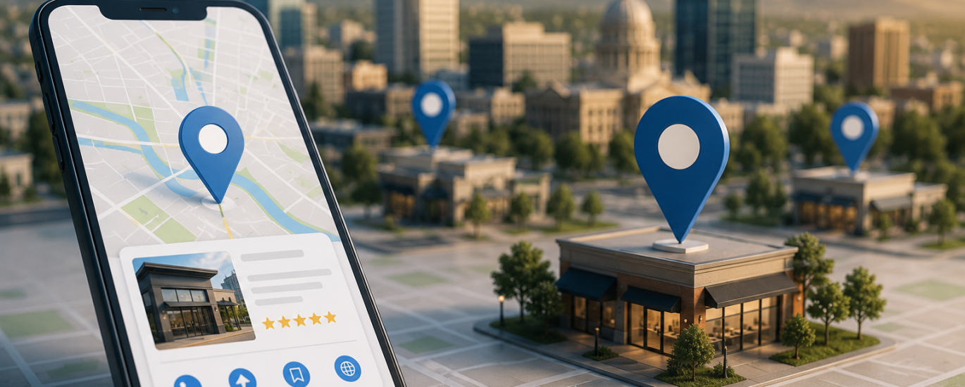 Business owner managing a Google Business Profile for local SEO visibility