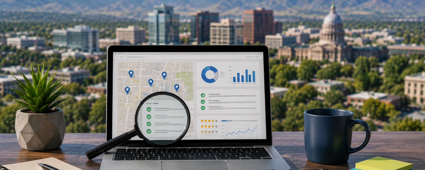 Local SEO audit dashboard analyzing Boise search performance.
