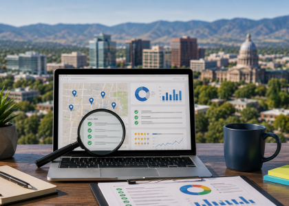 Local SEO audit dashboard analyzing Boise search performance.