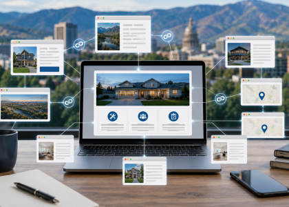 Connected website pages representing internal linking for Boise SEO.