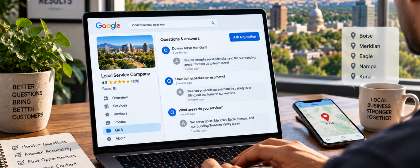 Boise business managing Google Business Profile questions and answers for stronger local visibility.
