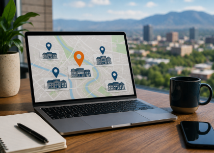 Local service locations mapped across Boise for targeted landing page SEO.