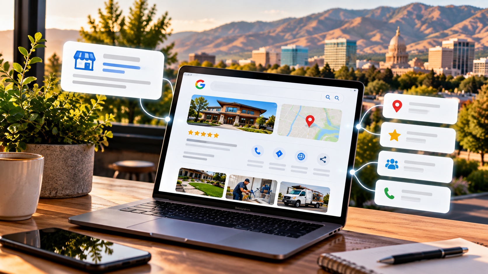 Google Business Profile optimization for a Boise service business with local search and business information.