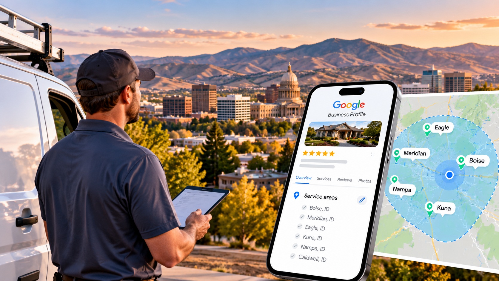 Boise service business managing Google Business Profile service areas for local customers.