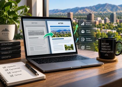 SEO content refresh showing an updated Boise webpage designed for stronger visibility and leads.